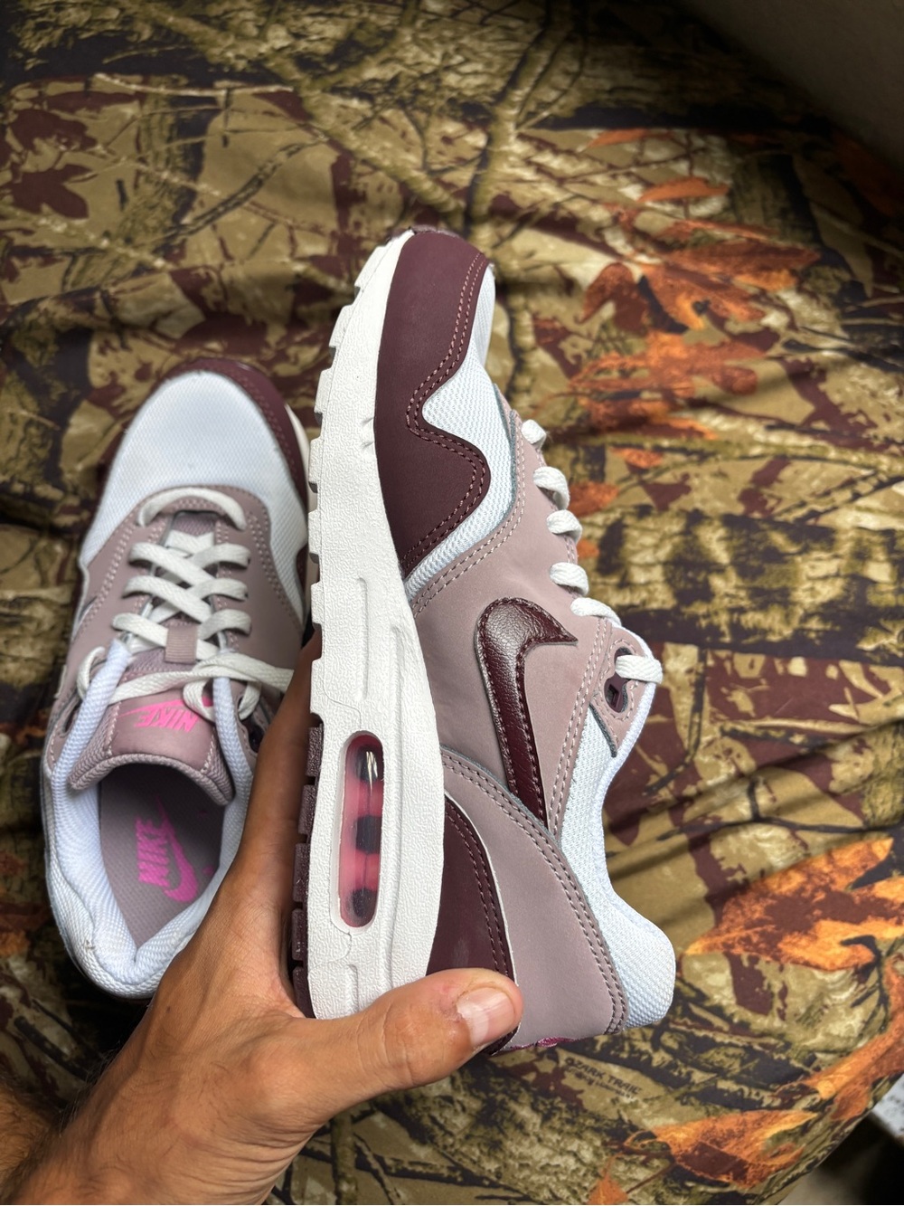 Nike Women's Air Max 1 in Burgundy and Blush Pink